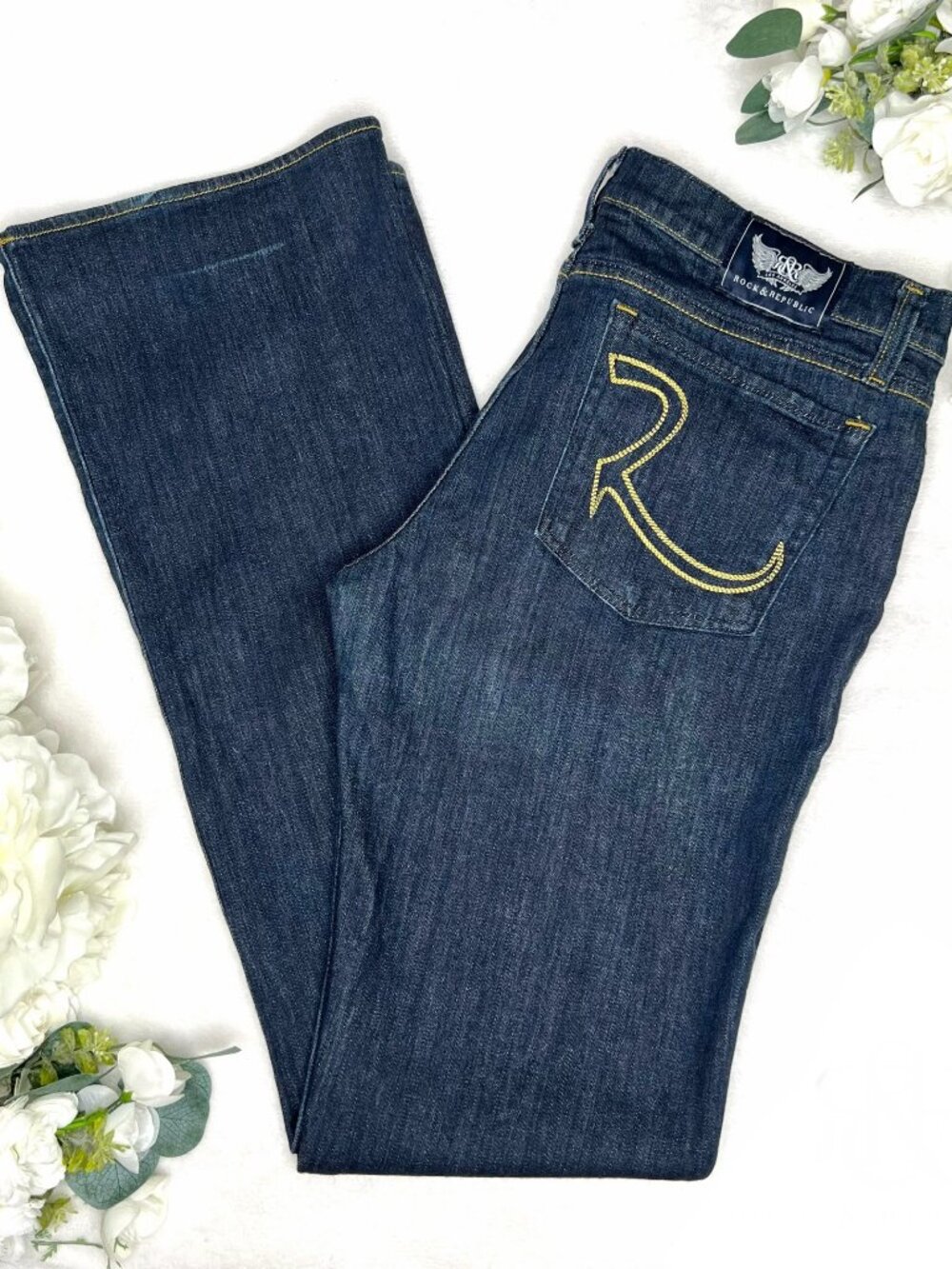 Rock and Republic Y2K Jeans Kasandra Bootcut Dark Blue Denim 32 90s